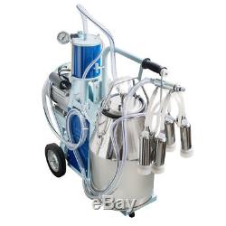 25L Electric Milking Machine With Bucket Vacuum Piston Pump-0.55KW For Farm Cow