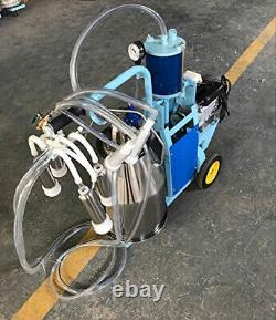 25L Electric Piston Cow Goat Milker 110V Barrel Milking Machine 10-12 Cows/Hour