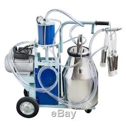 25L Milker Piston Vacuum Pump Electric Milking Machine For Farm Cows Bucket US