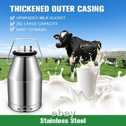 25L Milking Machine for Farm Cows Electric Stainless Steel Bucket Cow Milker
