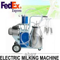 25L Piston Milker Electric Stainless Steel Bucket Cows Goats Farm Milk Machine