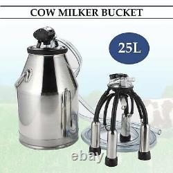 25L Portable Dairy Cow Bucket Tank Barrel Milker Stainless Steel Milking Machine