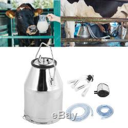 25L Portable Dairy Cow Bucket Tank Barrel Milker Stainless Steel Milking Machine