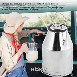 25L Portable Dairy Cow Milker Milking Machine Bucket Tank Barrel Stainless Steel