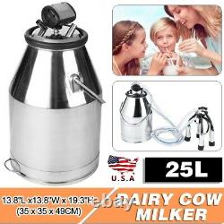 25L Portable Milking Machine Farm Dairy Sheep Goat Cow Milker Bucket Tank Barrel