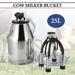 25L Stainless Steel Dairy Cow Milker Milking Machine Bucket Tank Barrel