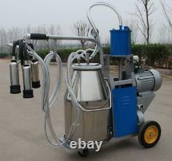 25LElectric Milking Machine Farm Cow 25L Bucket Vacuum Piston Pump Movable