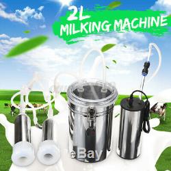 2L Electric Milking Machine Cow Goat Milker Stainless Steel Tank Upgraded 2-Head