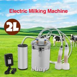 2L Portable Electric Milking Machine Vacuum Pump Double Head For Cow Cattle Goat
