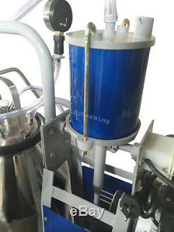 2X US Dairy Milker Vacuum Pump Electric Milking Machine 25L Bucket for Farm Cows