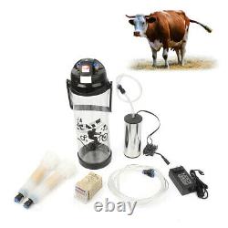 3L/0.8Gal Cow Milker Electric Milking Machine Farm Cows Impulse Pump Bucket