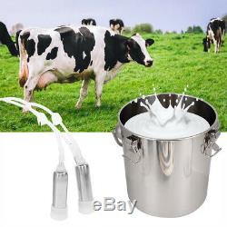 5L Cattle Milker Electric Milking Machine Farm Cow Impulse Pump Buckets