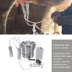 5L Dual Head Farm Milking Machine Cow Goat Sheep Milker Vacuum Pump Barrels K L