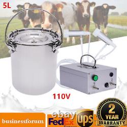 5L Dual Head Goat Cow Milking Machine Goat Milker 304 Stainless Steel Bucket