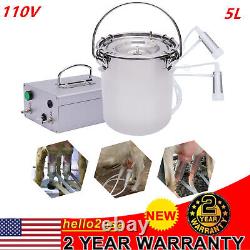 5L Dual Head Sheep Goat Cow Milking Machine Vacuum Impulse 304 Steel Pump Milker