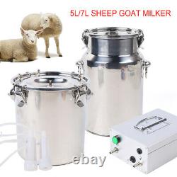 5L Dual Head Sheep Goat Cow Milking Machine Vacuum Impulse Pump Milker Stainless