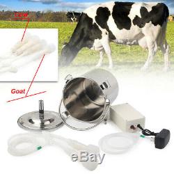 5L Dual Heads Electric Milking Machine Stainless Vacuum Pump Cow Goat Milker New