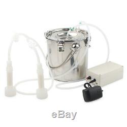 5L Dual Heads Electric Milking Machine Stainless Vacuum Pump Cow Goat Milker New