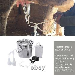 5L Dual Heads Electric Milking Machine Vacuum Impulse Pump CowithGoat Milke Tool
