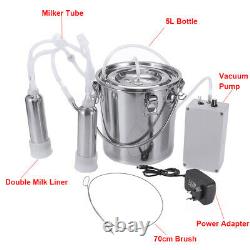 5L Dual Heads Electric Milking Machine Vacuum Impulse Pump CowithGoat Milke U