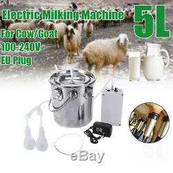 5L Dual Heads Electric Milking Machine Vacuum Impulse Pump CowithGoat Milker