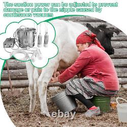 5L DualHead Sheep Goat Cow Milking Machine Vacuum Impulse 304 Steel Pump Milker