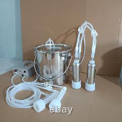 5L DualHead Sheep Goat Cow Milking Machine Vacuum Impulse 304 Steel Pump Milker