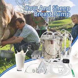 5L DualHead Sheep Goat Cow Milking Machine Vacuum Impulse 304 Steel Pump Milker