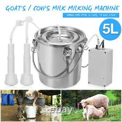 5L Electric Goat Cattle Cow Milking Machine Suction Pump Milker Stainless