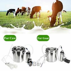 5L Electric Milking Machine Cow Goat Milker Stainless Steel Tank Double Heads