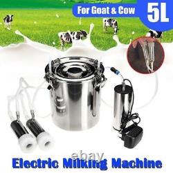 5L Electric Milking Machine Sheep Goat Cow Dual Head Vacuum Impulse Pump Milker