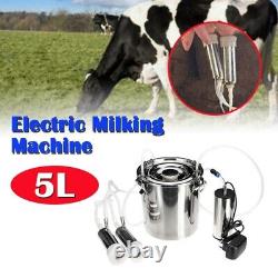 5L Electric Milking Machine Sheep Goat Cow Dual Head Vacuum Impulse Pump Milker