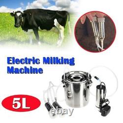 5L Electric Milking Machine Sheep Goat Cow Dual Head Vacuum Impulse Pump Milker