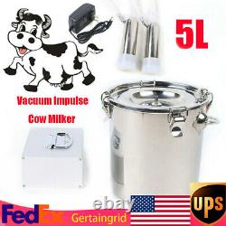 5L Electric Milking Machine Vacuum Impulse Pump Goat Sheep Cow Milker Free Ship