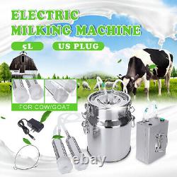 5L Electric Milking Machine Vacuum Impulse Pump Stainless Steel Cow Go U