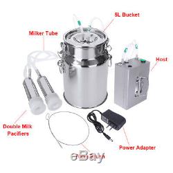 5L Electric Milking Machine Vacuum Impulse Pump Stainless Steel Cow Goat