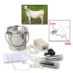 5L Electric Milking Machine Vacuum Impulse Pump Stainless Steel Cow Goat Milker