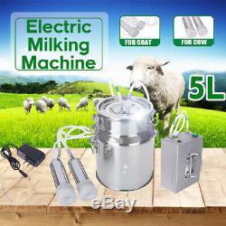 5L Electric Milking Machine Vacuum Impulse Pump Stainless Steel Cow Goat Milker