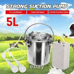 5L Electric Milking Machine Vacuum Pump Cow Goat Milker Double Heads Adjustable