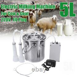 5L Farm Dual Head Milking Electric Machine Impulse Vacuum Pump 60Kpa Cow A