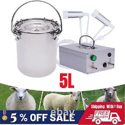 5L Stainless Dual Head Sheep Goat Cow Milking Machine Vacuum Impulse Pump Milker