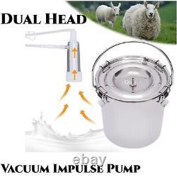 5L Stainless Dual Head Sheep Goat Cow Milking Machine Vacuum Impulse Pump Milker