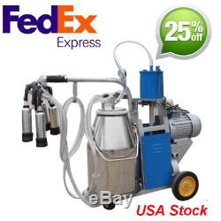 6.6Gal Electric Milking Machine For Goats/Cows&Bucket Vacuum Pump 550W Automatic