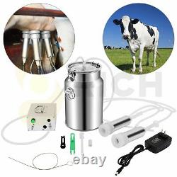7L 110V Cow Milking Machine Vacuum Pump Electric Upgraded Dual Heads Milker