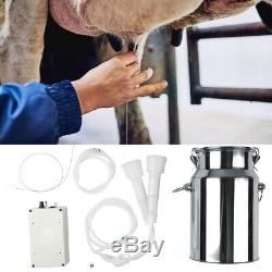 7L Cow Milker Electric Milking Machine Home Sheep Pulse Vacuum Pump Bucket