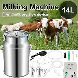 7L Double Tube Electric Milking Machine Vacuum Impulse Pump Cow Milker