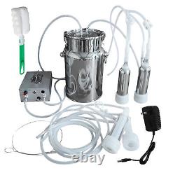 7L DualHead Sheep Goat Cow Milking Machine Vacuum Impulse 304 Steel Pump Milker