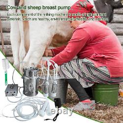 7L DualHead Sheep Goat Cow Milking Machine Vacuum Impulse 304 Steel Pump Milker