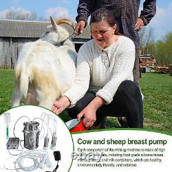 7L DualHead Sheep Goat Cow Milking Machine Vacuum Impulse 304 Steel Pump Milker