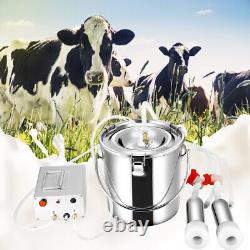 7L Electric Cow Milking Machine Dual Heads Vacuum Pump Milker Portable Auto-Stop
